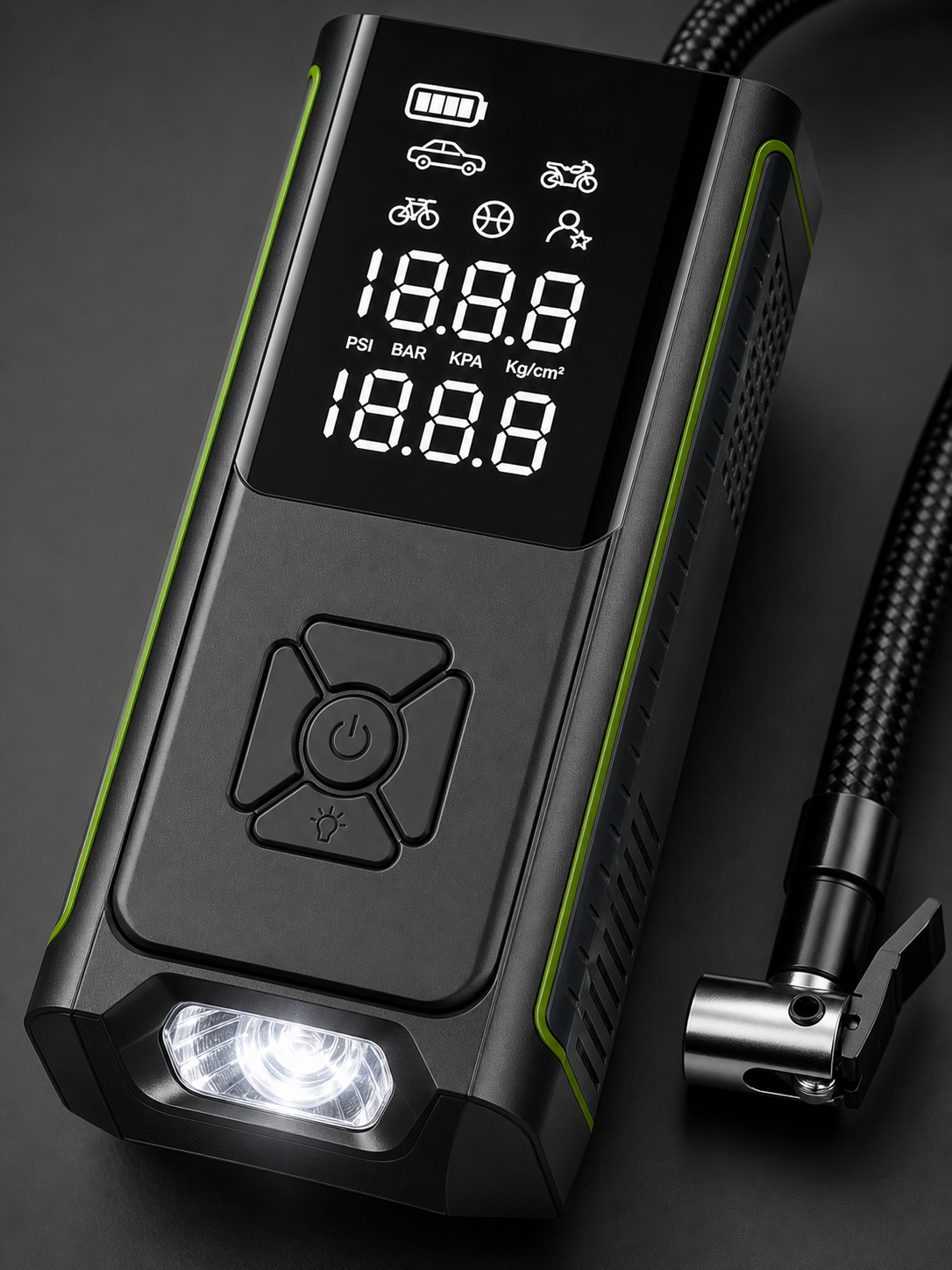 Swiss Tech Portable Cordless Tire Inflator 160 PSI - Graphite/Black product_02_image_04_display_closeup.png