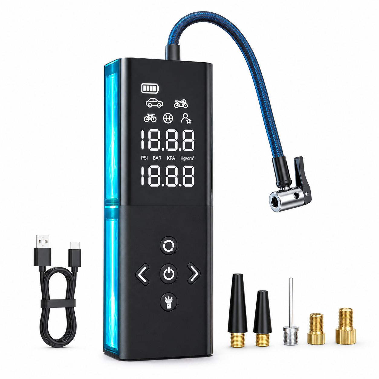 Ophanie Compact Cordless Tire Inflator 160 PSI 4000mAh - Black/Teal product_06_image_01_catalog_front.png