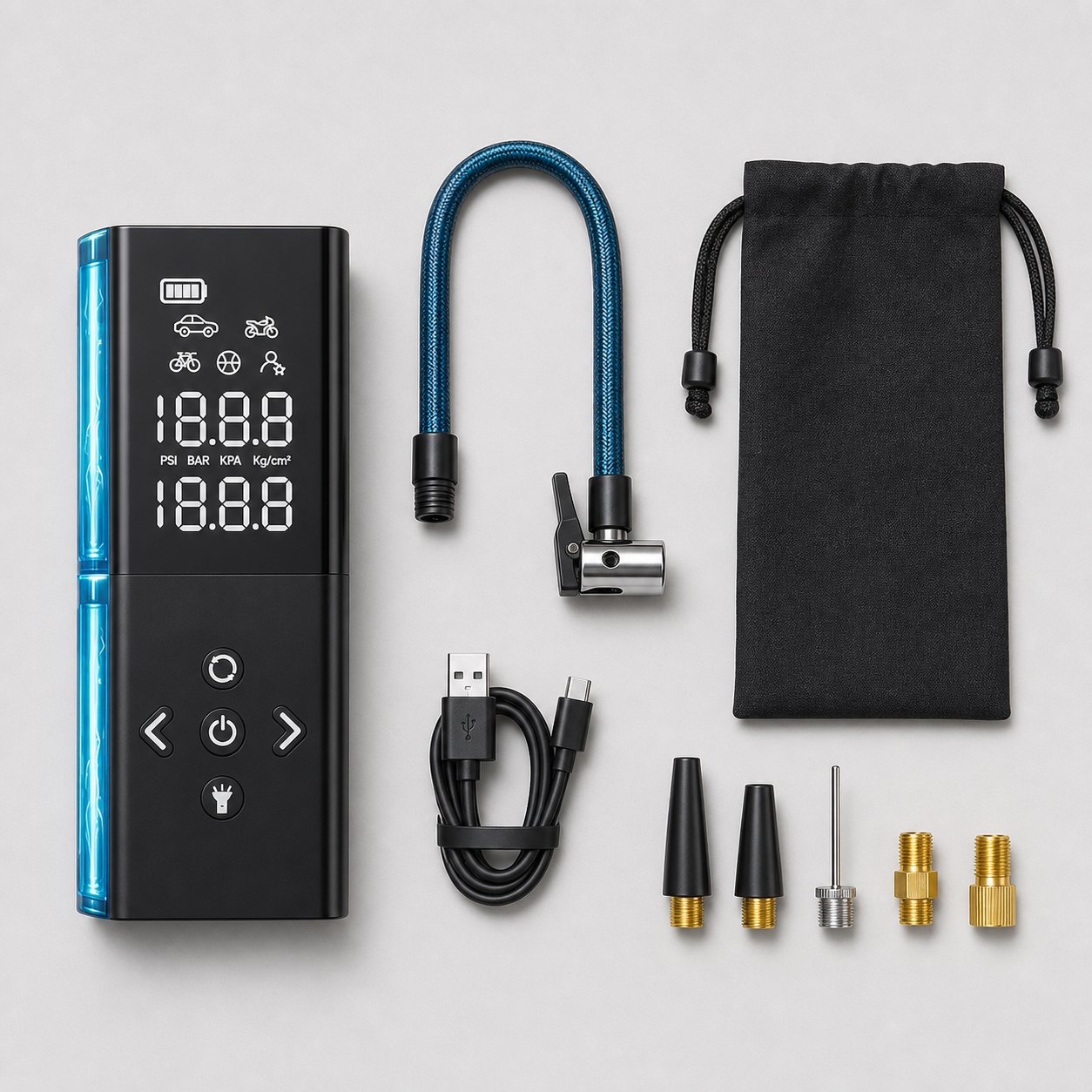 Ophanie Compact Cordless Tire Inflator 160 PSI 4000mAh - Black/Teal product_06_image_02_accessories.png