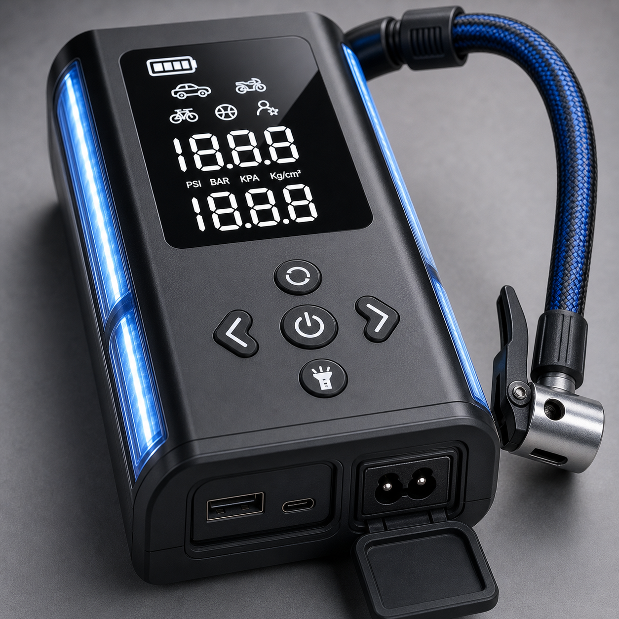 VacLife DC/AC Portable Tire Inflator for Car and Home - Black/Orange product_09_image_04_display_closeup.png