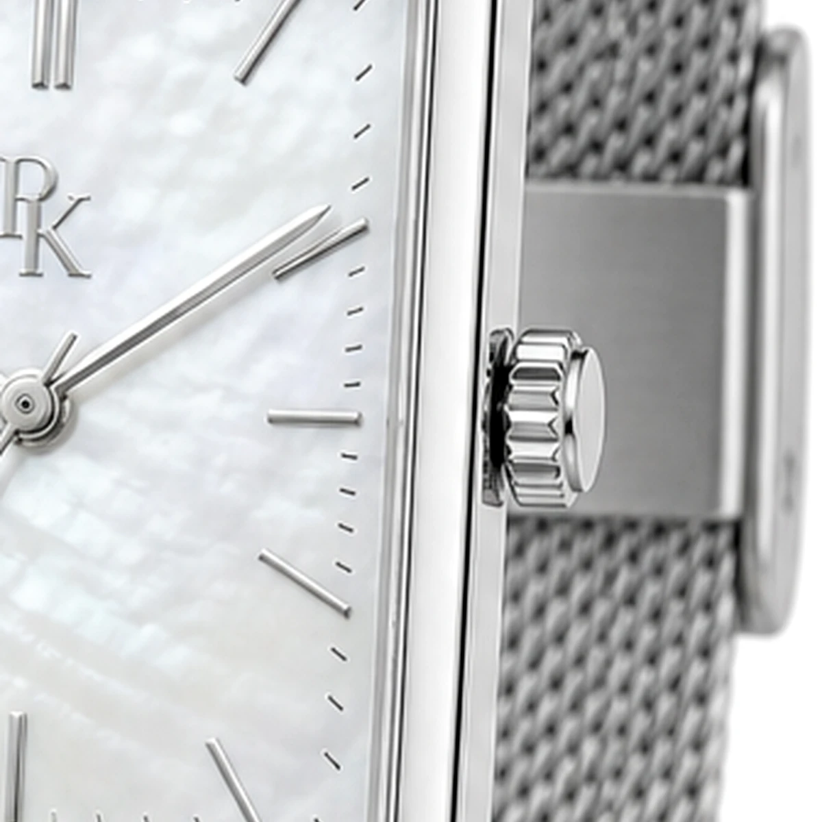 Royal Kinzy Deco 30mm Pearl Mesh Square Watch - Image 4