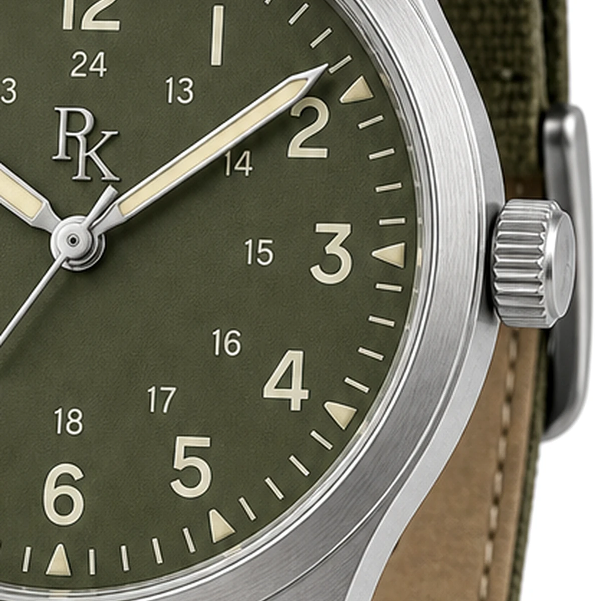 Royal Kinzy Nomad 40mm Olive Canvas Field Watch - Image 4