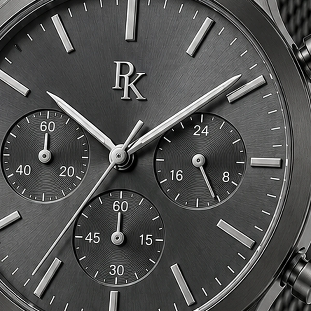 Royal Kinzy Tempo 42mm Graphite Mesh Chronograph Watch - Image 6