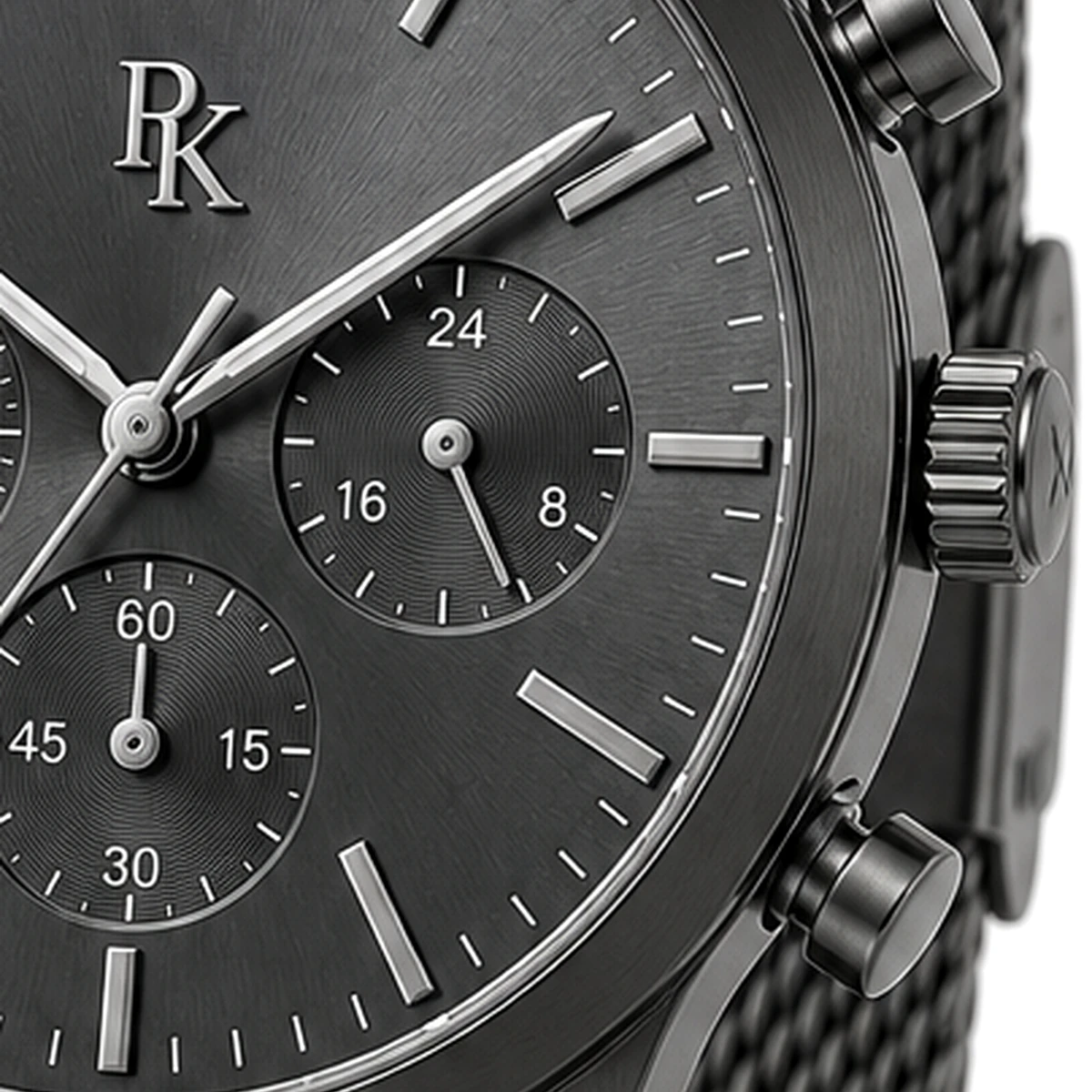 Royal Kinzy Tempo 42mm Graphite Mesh Chronograph Watch - Image 4