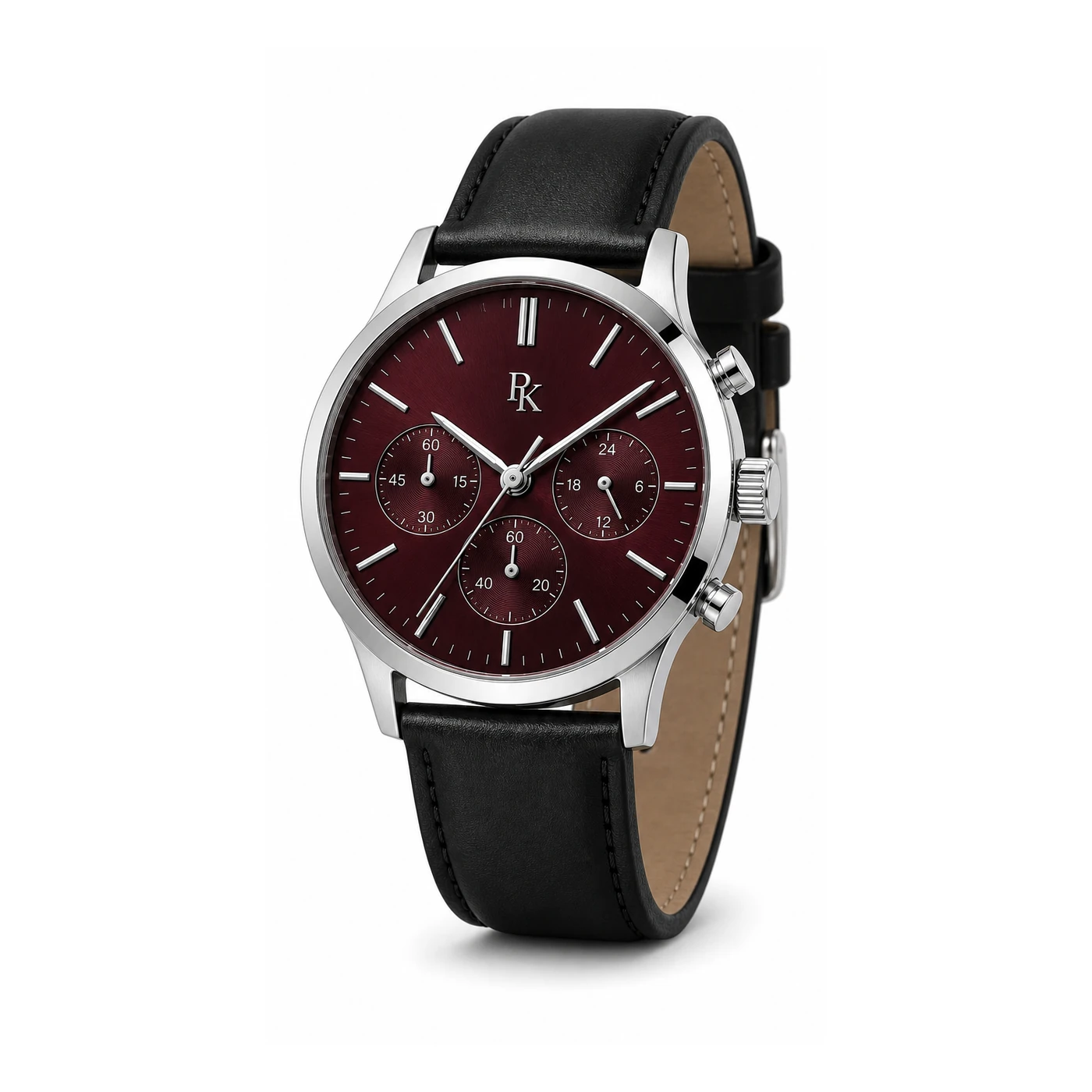 Royal Kinzy Tempo 44mm Burgundy Leather Chronograph Watch