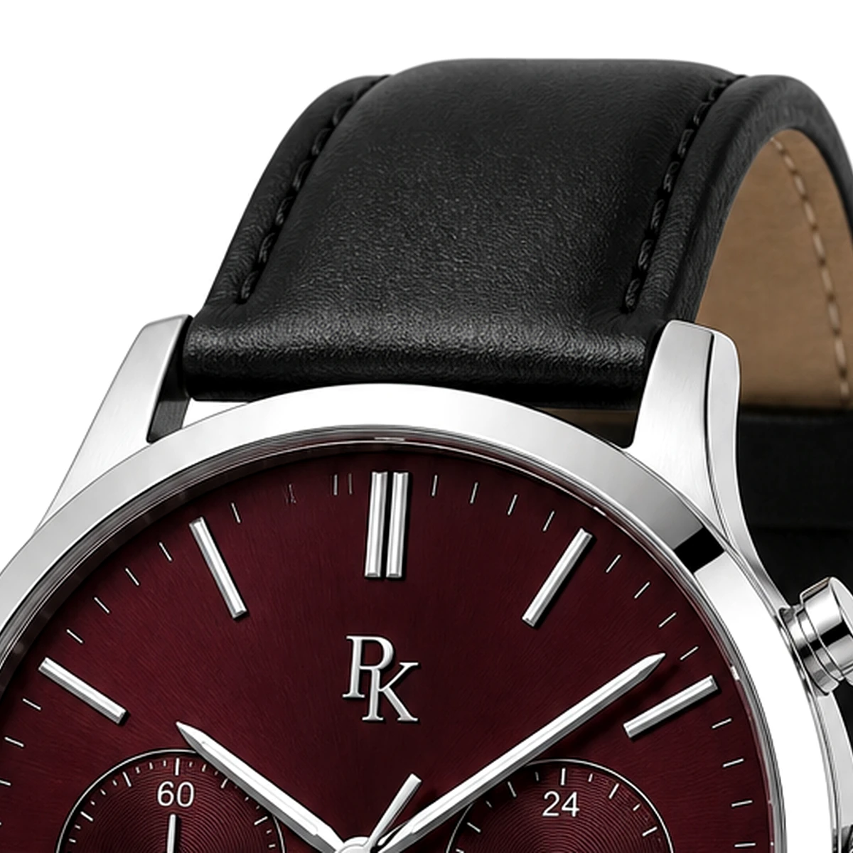 Royal Kinzy Tempo 44mm Burgundy Leather Chronograph Watch - Image 5